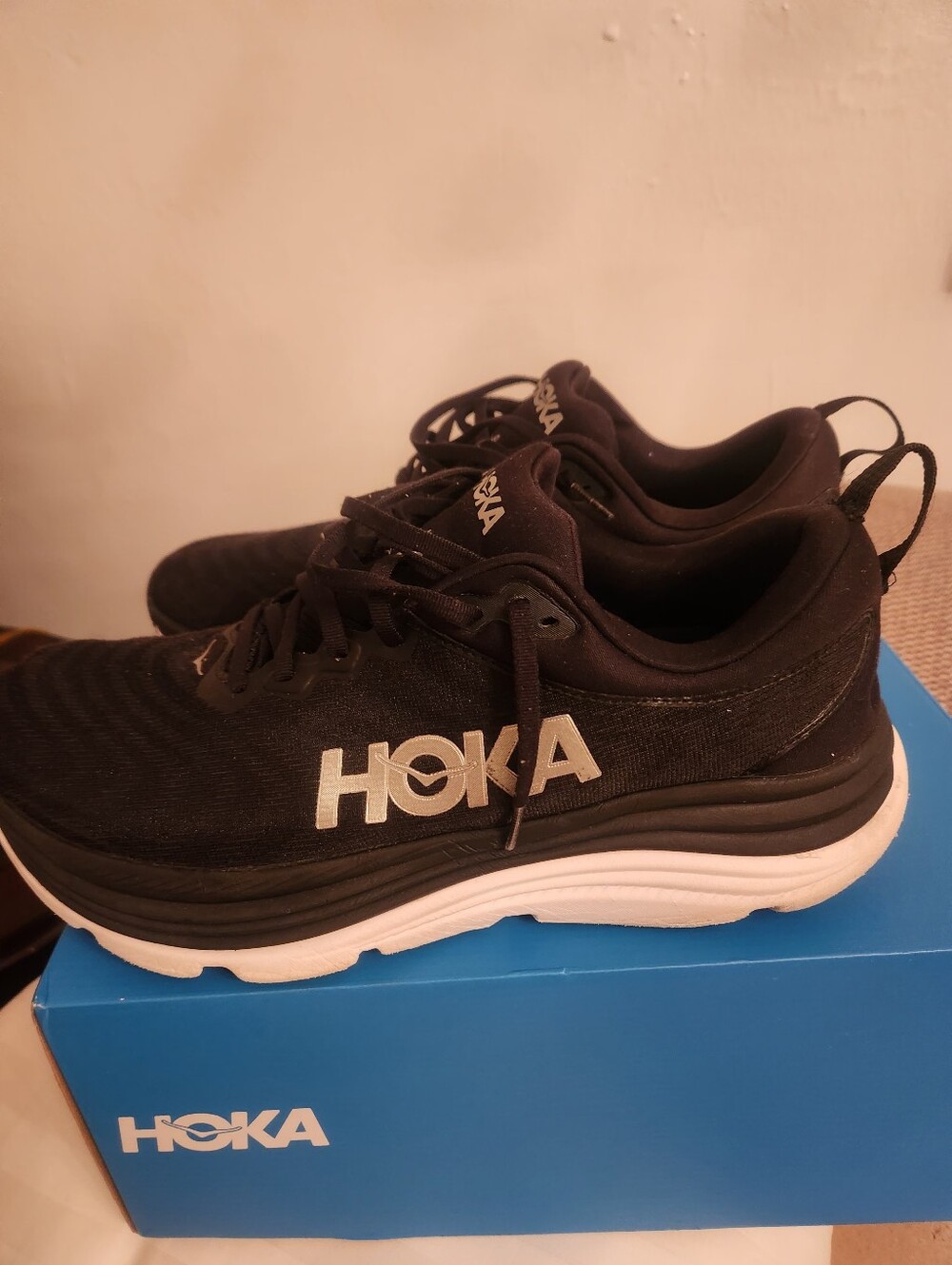 Hoka Men’s Black Athletic Running Shoes with White Midsoles